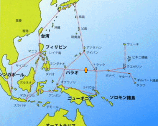 大日本航空海洋部横浜支所航空路　昭和17年作成