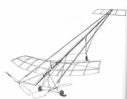 T字型模型飛行機（離陸出発式）の構造。