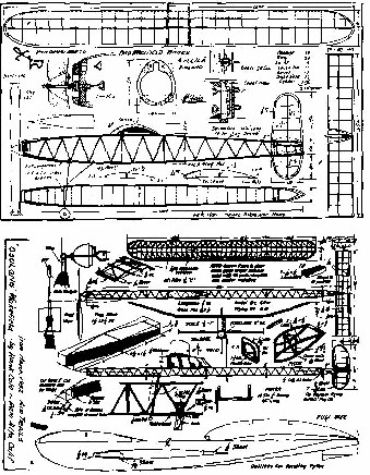 図3：戦後初期のウエークフィールド級ゴム動力機（現F1B級）の設計図