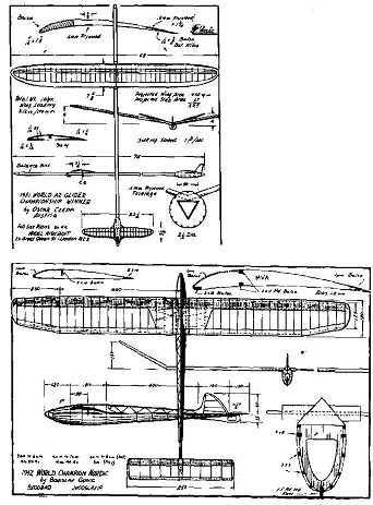 図4：初期の曳航グライダー（ノルディックA/2級、現F1A級）の設計図
