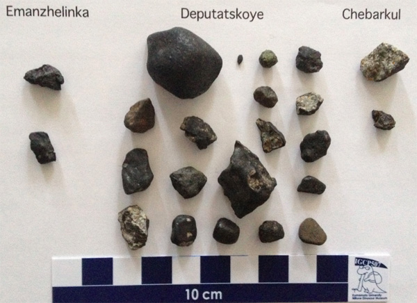 図８　収集した２３個のチェリャビンスク隕石