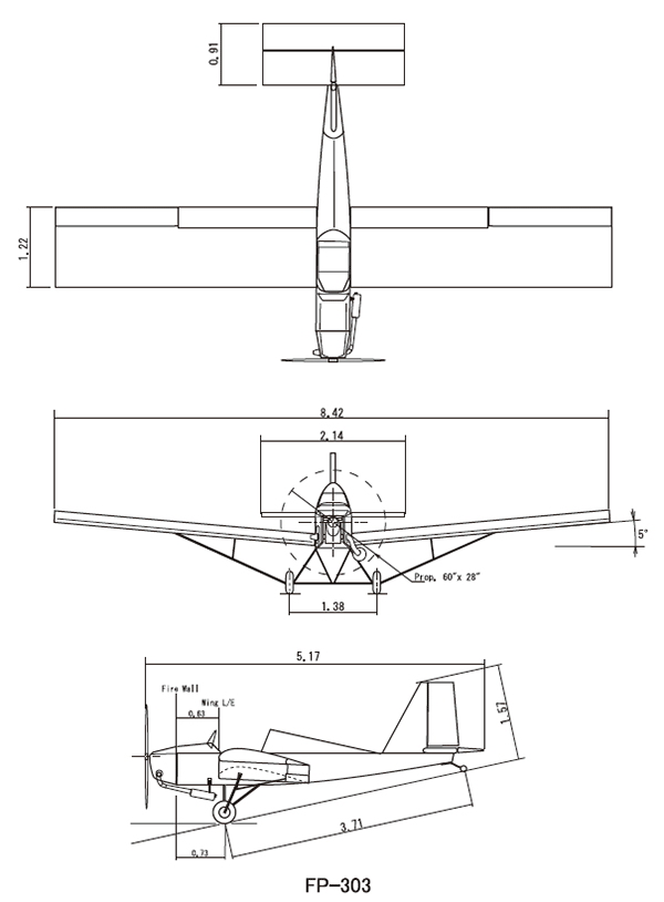 図１　フィッシャーＦＰ－３０３三面図