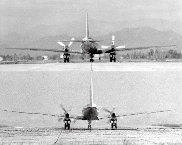 写真８　上は飛行当初の状態、下は上半角を２度増加させた状態。（下郷松郎氏提供）